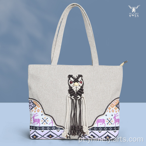Bolsa de ombro portátil Bohemian Owl Macrame